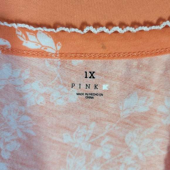 NWT Vintage Pink Kmart Robe/Chemis Set Orange Floral Size 1XL Cotton Poly Blend - Picture 3 of 10